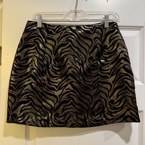 MinkPink Black and Gold Animal Print Mini Skirt - Size Medium
